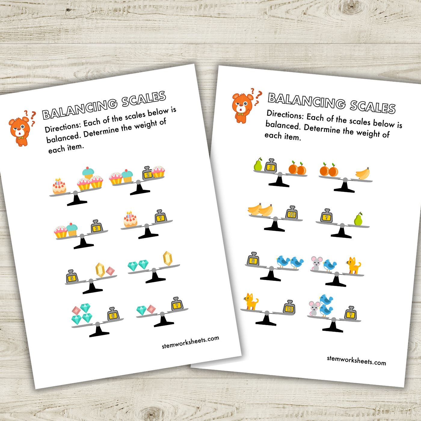 FREE Balancing Scales Pack – STEMWorksheets
