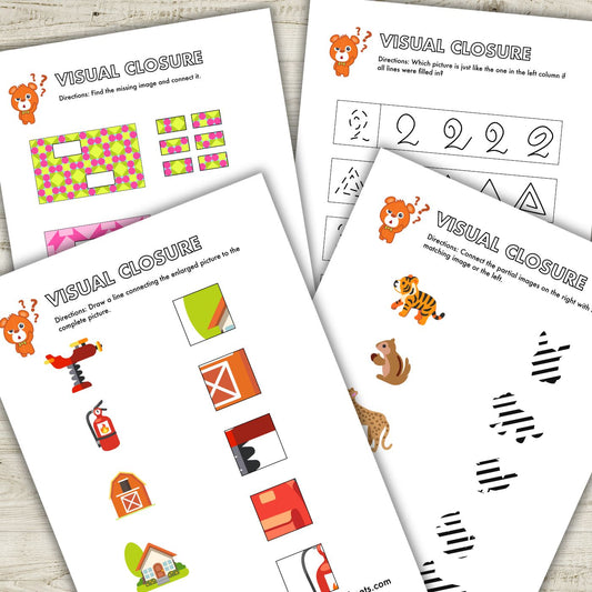 FREE Printables kindergarten visual perceptions worksheets and visual closure worksheets!