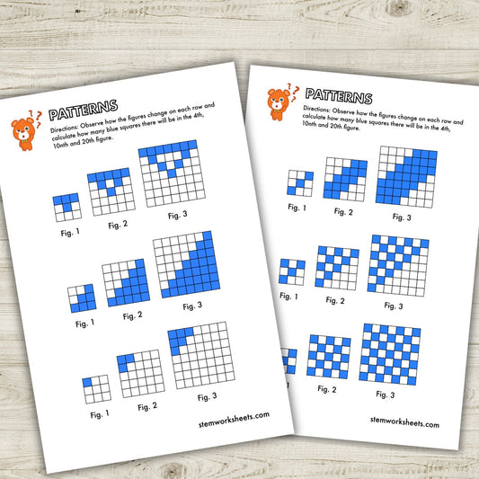 Download a FREE package with growing patterns worksheets for kids ages 5-9. Our Patterns worksheets are hard and challenging and they will improve your child’s pattern recognition skills. Suitable for first grade and second grade.