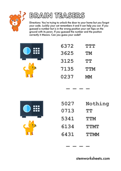 FREE Code-Breaking Brain Teasers Pack 1 – STEMWorksheets