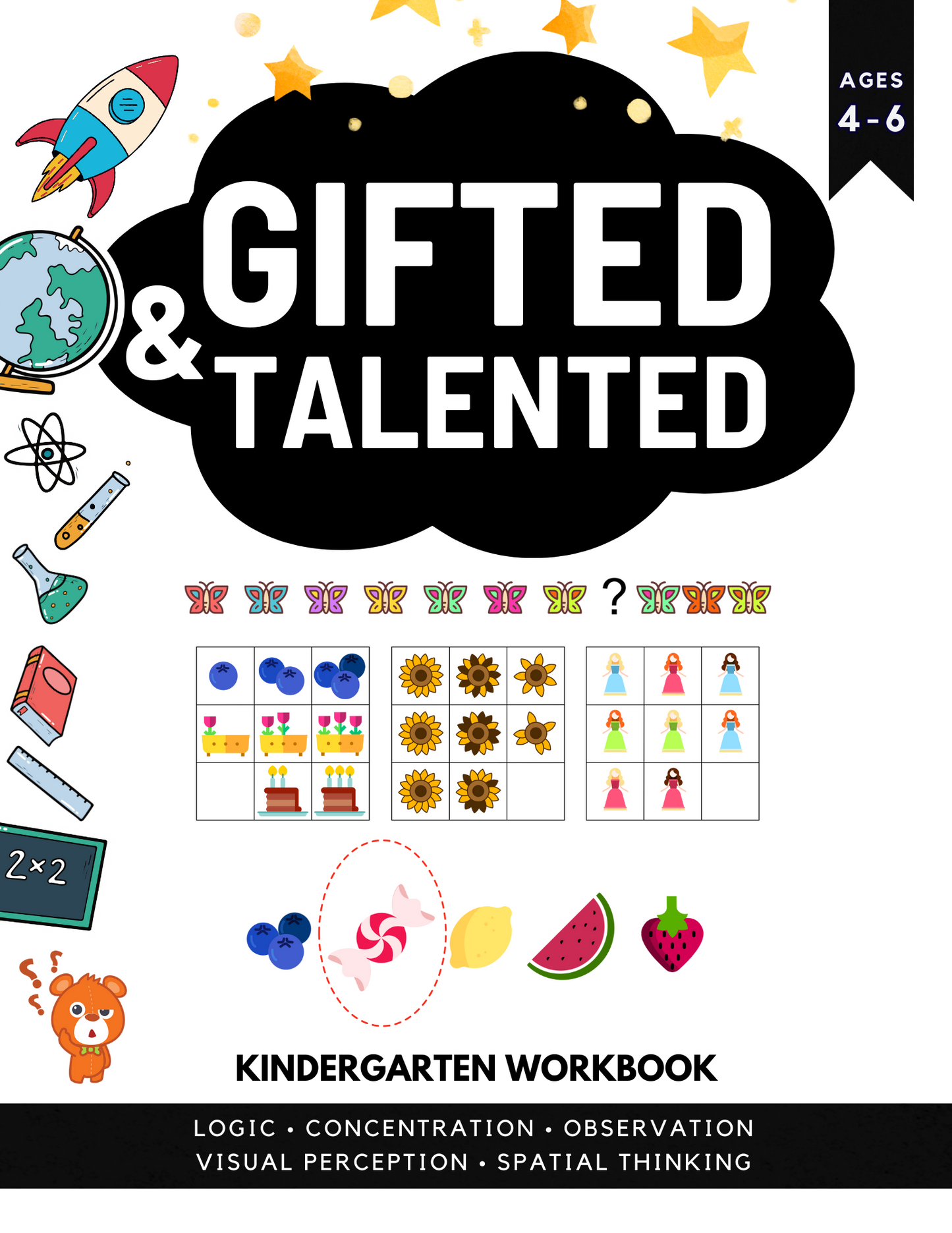 The Gifted and Talented Kindergarten Workbook now available! Hundreds of carefully crafted iq questions to challenge your child! Develop your child's critical and abstract thinking, improve memory and prepare them for formal education!