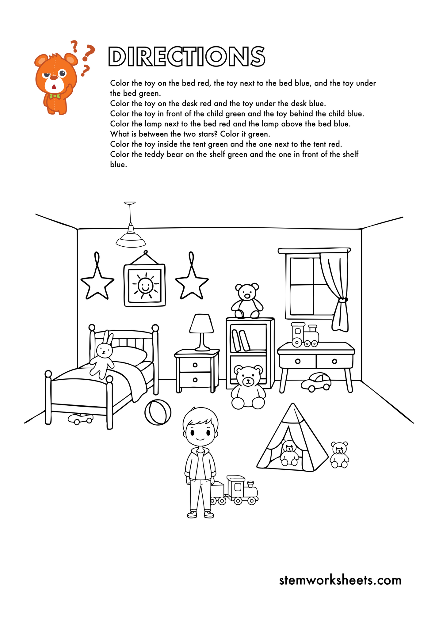 Help your preschooler master positional words with our FREE Directions &amp; Position Worksheets pack! These engaging puzzles and hands-on activities help children learn concepts like left, right, up, down, above, below, in front of, behind, on, under,&nbsp;next to, etc. A playful way to build spatial awareness, visual thinking, and kindergarten readiness.
Suitable for pre-K and kindergarten. Subscribe to get notified when a new package is ready for download!