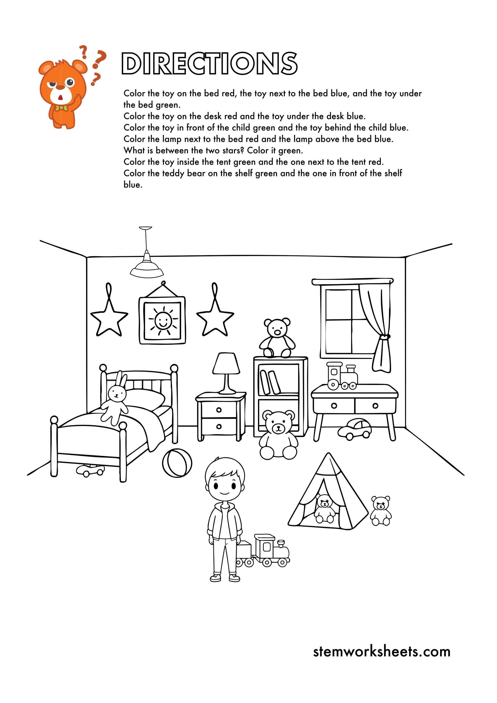 Help your preschooler master positional words with our FREE Directions &amp; Position Worksheets pack! These engaging puzzles and hands-on activities help children learn concepts like left, right, up, down, above, below, in front of, behind, on, under,&nbsp;next to, etc. A playful way to build spatial awareness, visual thinking, and kindergarten readiness.
Suitable for pre-K and kindergarten. Subscribe to get notified when a new package is ready for download!