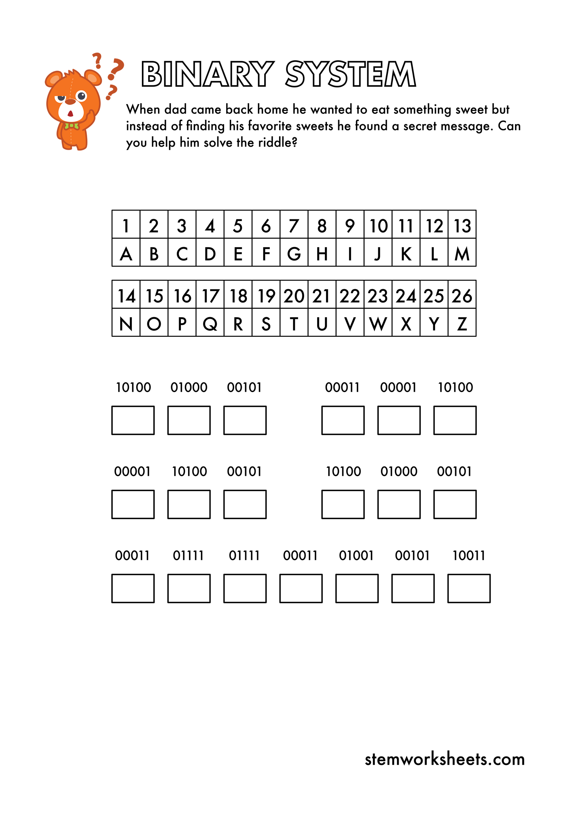 FREE Binary System Pack 2 – STEMWorksheets