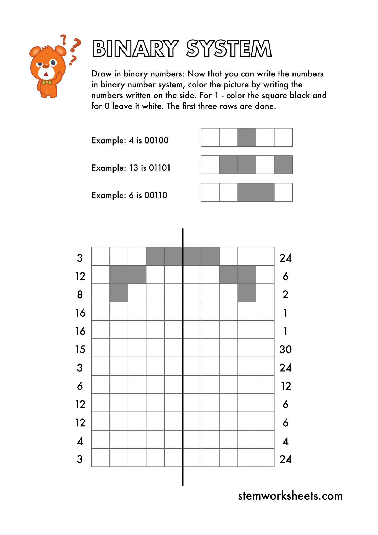 FREE Binary System Pack 1 – STEMWorksheets