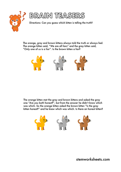 Download a FREE package with logical brain teasers worksheets for kids ages 9-11 inspired by the old logic puzzle Knights and Knaves (Truth-tellers and liars problems). Suitable for second grade and third grade. Subscribe to get notified when a new package is ready for download!