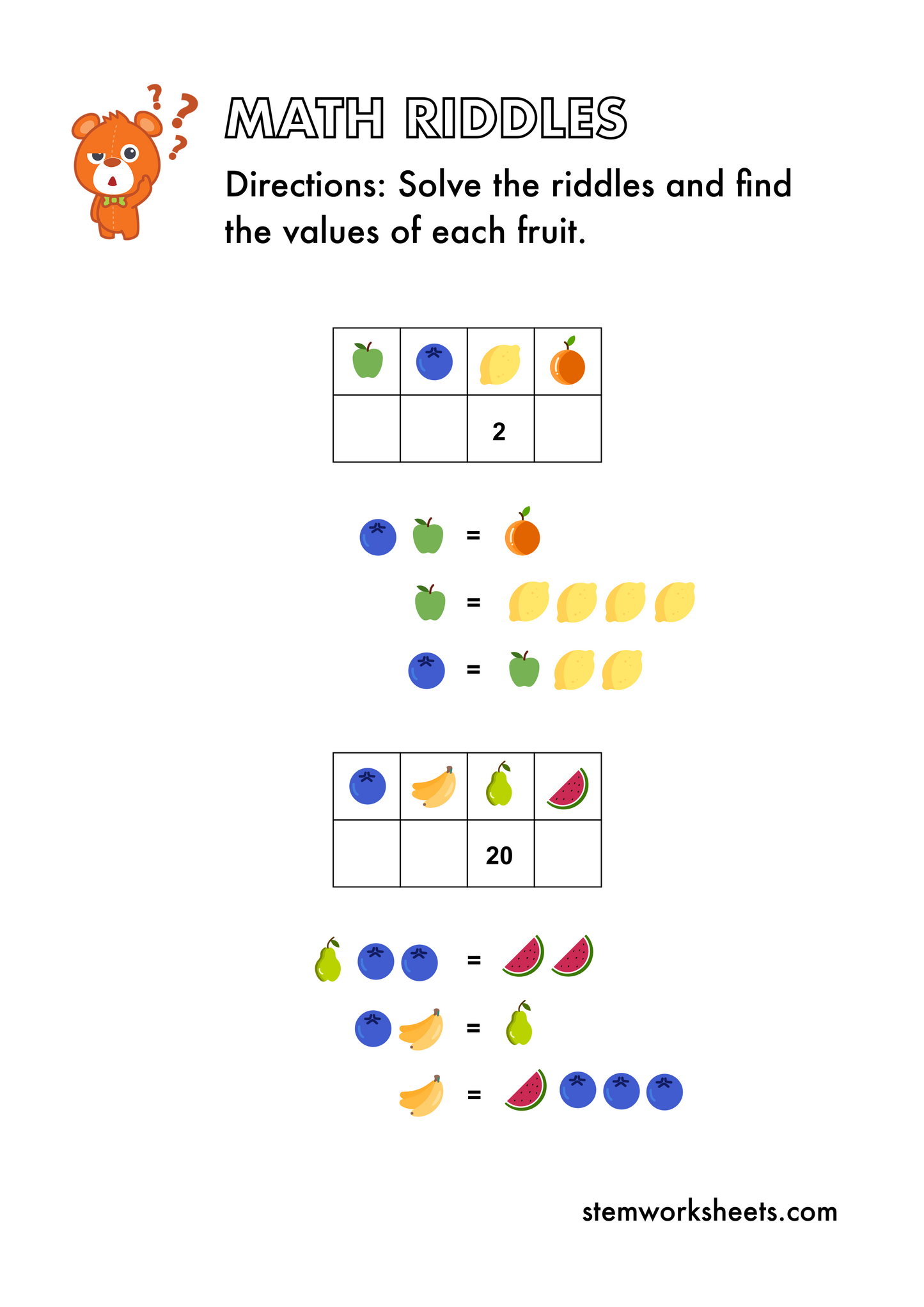 FREE Math Riddles Pack 1