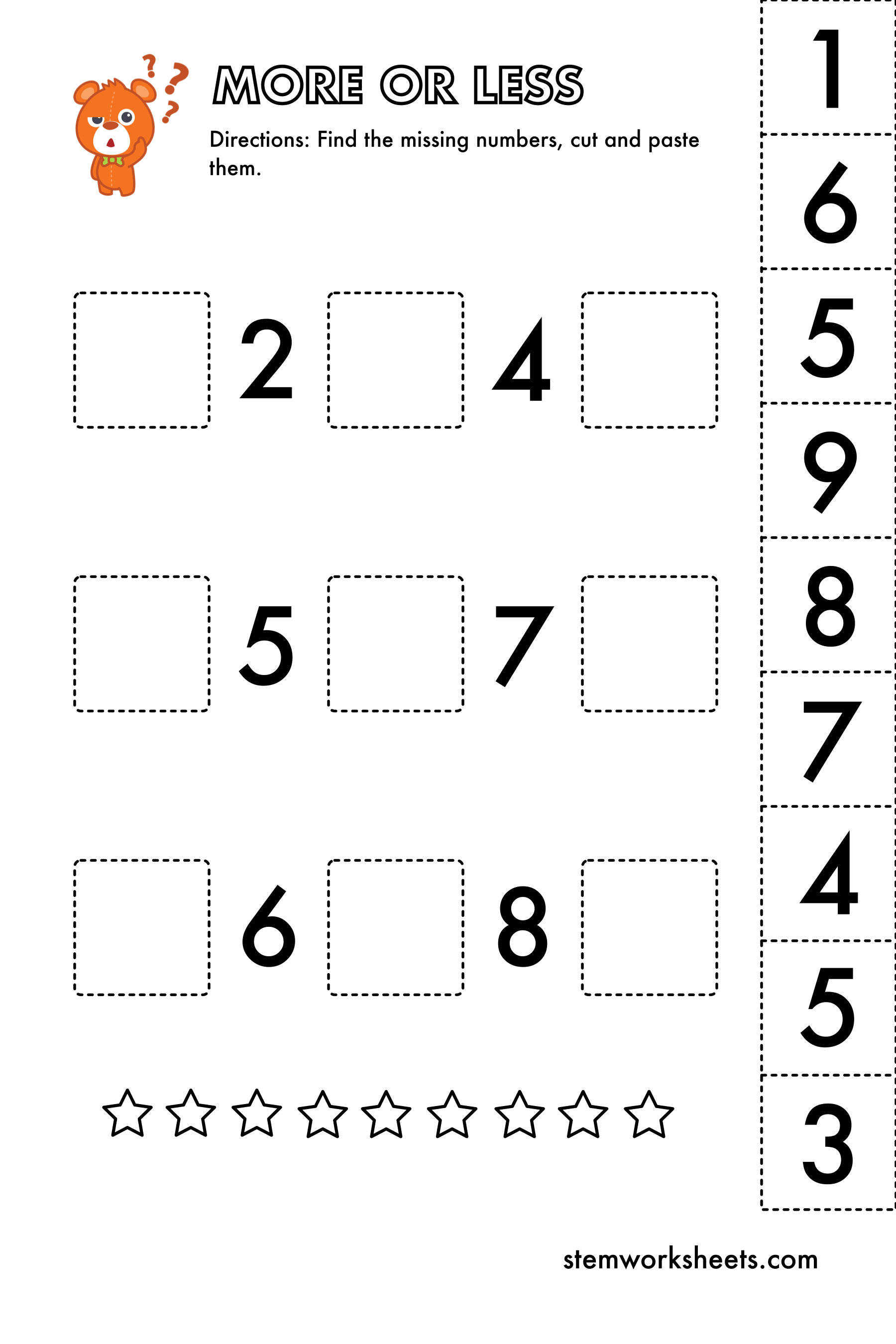 Download a FREE package with More or Less Kindergarten Activity Worksheets for kids ages 3-5. These interactive and visual worksheets will help kindergarteners improve their number sense and critical thinking abilities. For children who are still learning how to count numbers correctly, doing more or less worksheets can help them to train their counting ability as well as understand the ‘which is greater vs which is lesser’.&nbsp;
Suitable for kindergarten and first grade. Subscribe to get notified when a n
