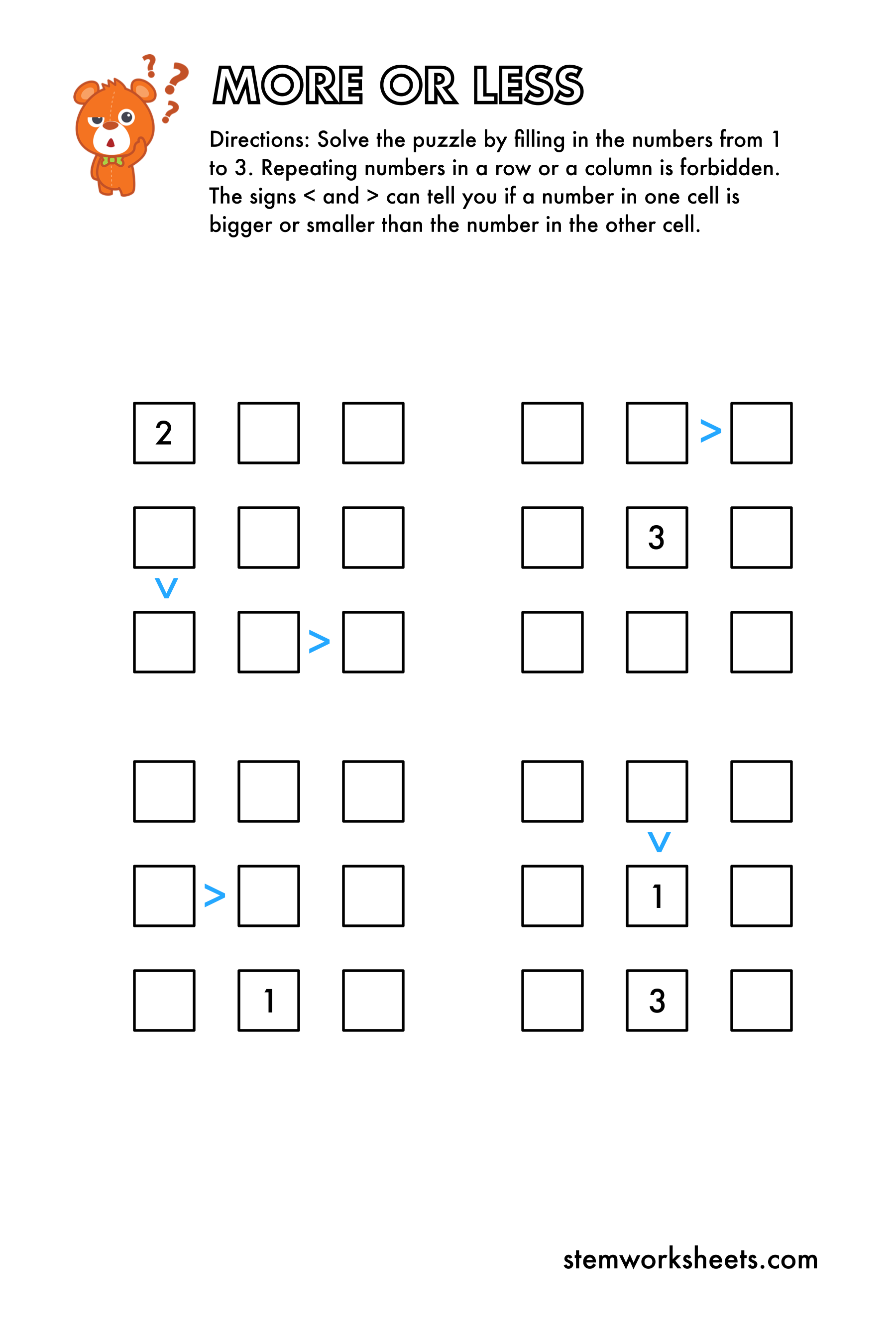 Download a FREE package with More or Less Kindergarten Activity Worksheets for kids ages 3-5. These interactive and visual worksheets will help kindergarteners improve their number sense and critical thinking abilities. For children who are still learning how to count numbers correctly, doing more or less worksheets can help them to train their counting ability as well as understand the ‘which is greater vs which is lesser’.&nbsp;
Suitable for kindergarten and first grade. Subscribe to get notified when a n