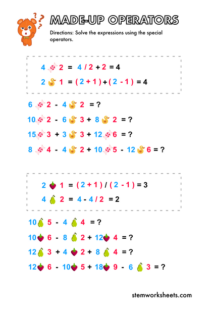 Custom Operators In Math FREE Math Made-Up Operators Pack 1 – STEMWorksheets