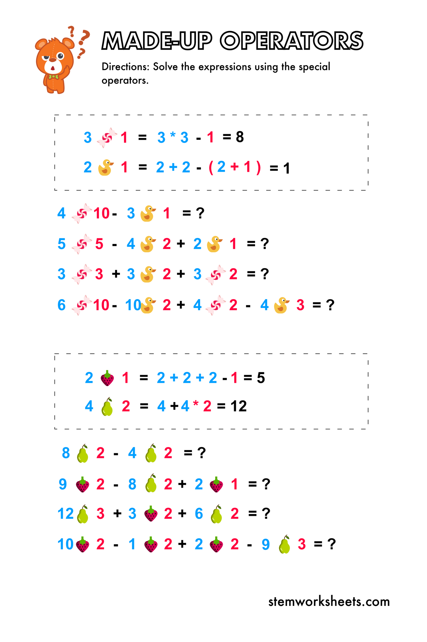 FREE Math Made-Up Operators Pack 1