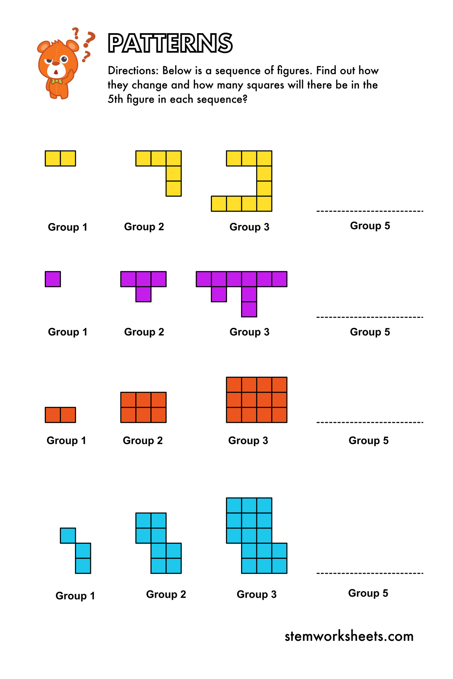 Download our FREE PDF package with first grade growing patterns worksheets and second grade growing patterns worksheets.