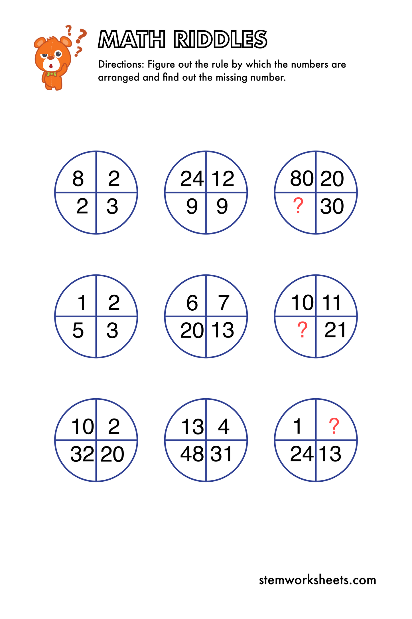 FREE Math Riddles Pack 3 – STEMWorksheets