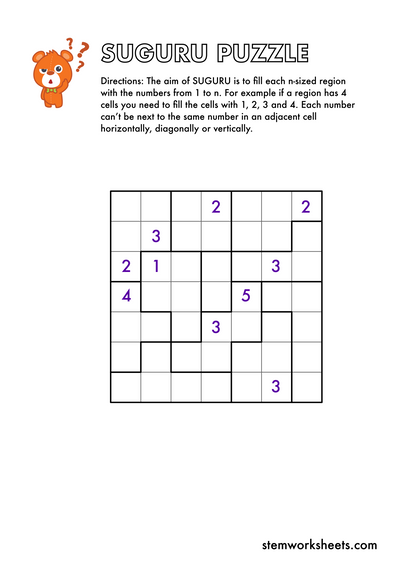 Seguru FREE Suguru Puzzle Pack 1 – STEMWorksheets
