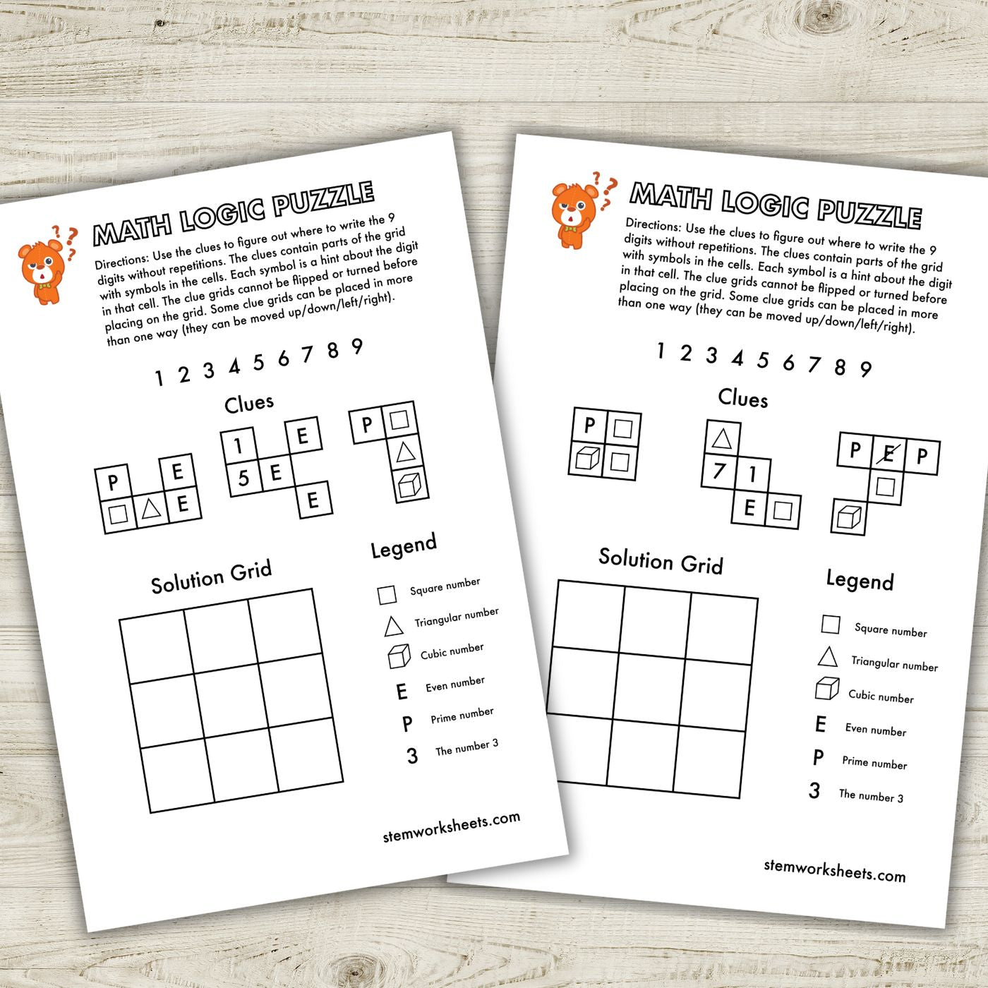 Download a FREE package with math logic puzzles worksheets for kids ages 7-9. Our puzzles will improve your child’s logical thinking and algebra skills. Suitable for first grade and second grade. Using these math puzzles for 1st grade your child will: learn about prime numbers, even numbers, cubic numbers, square numbers and triangular numbers; develop problem solving skills and reasoning; 