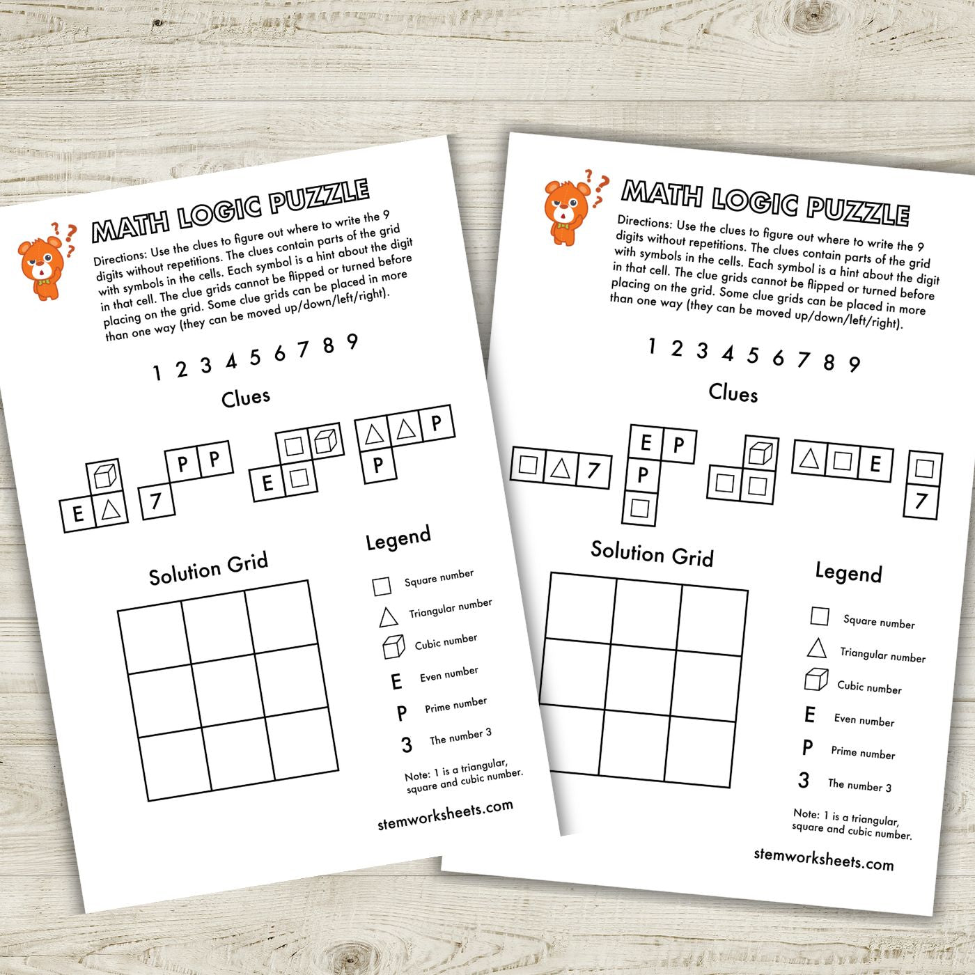 FREE Math Logic Puzzles Pack 4