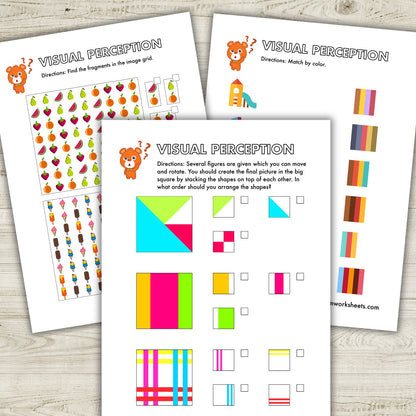 Download a FREE package with visual perception activity worksheets for kids ages 3-7. Visual perception is the brain's ability to understand what the eyes see. Having good visual perception skills helps prepare your child for formal education