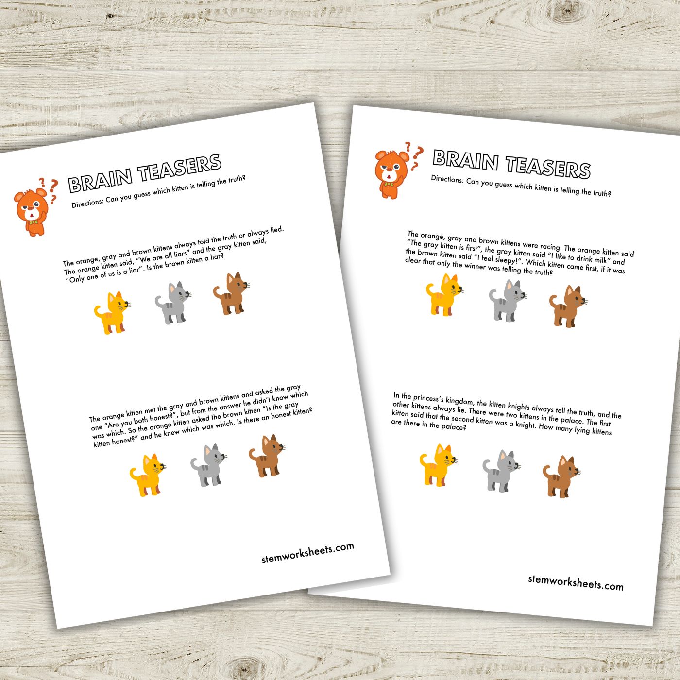 Download a FREE package with logical brain teasers worksheets for kids ages 9-11 inspired by the old logic puzzle Knights and Knaves (Truth-tellers and liars problems). Suitable for second grade and third grade. Subscribe to get notified when a new package is ready for download!