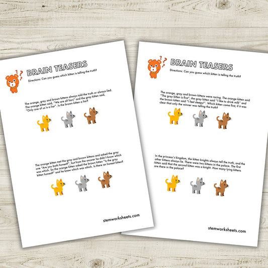 Download a FREE package with logical brain teasers worksheets for kids ages 9-11 inspired by the old logic puzzle Knights and Knaves (Truth-tellers and liars problems). Suitable for second grade and third grade. Subscribe to get notified when a new package is ready for download!