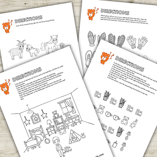 Help your preschooler master positional words with our FREE Directions &amp; Position Worksheets pack! These engaging puzzles and hands-on activities help children learn concepts like left, right, up, down, above, below, in front of, behind, on, under,&nbsp;next to, etc. A playful way to build spatial awareness, visual thinking, and kindergarten readiness.
Suitable for pre-K and kindergarten. Subscribe to get notified when a new package is ready for download!