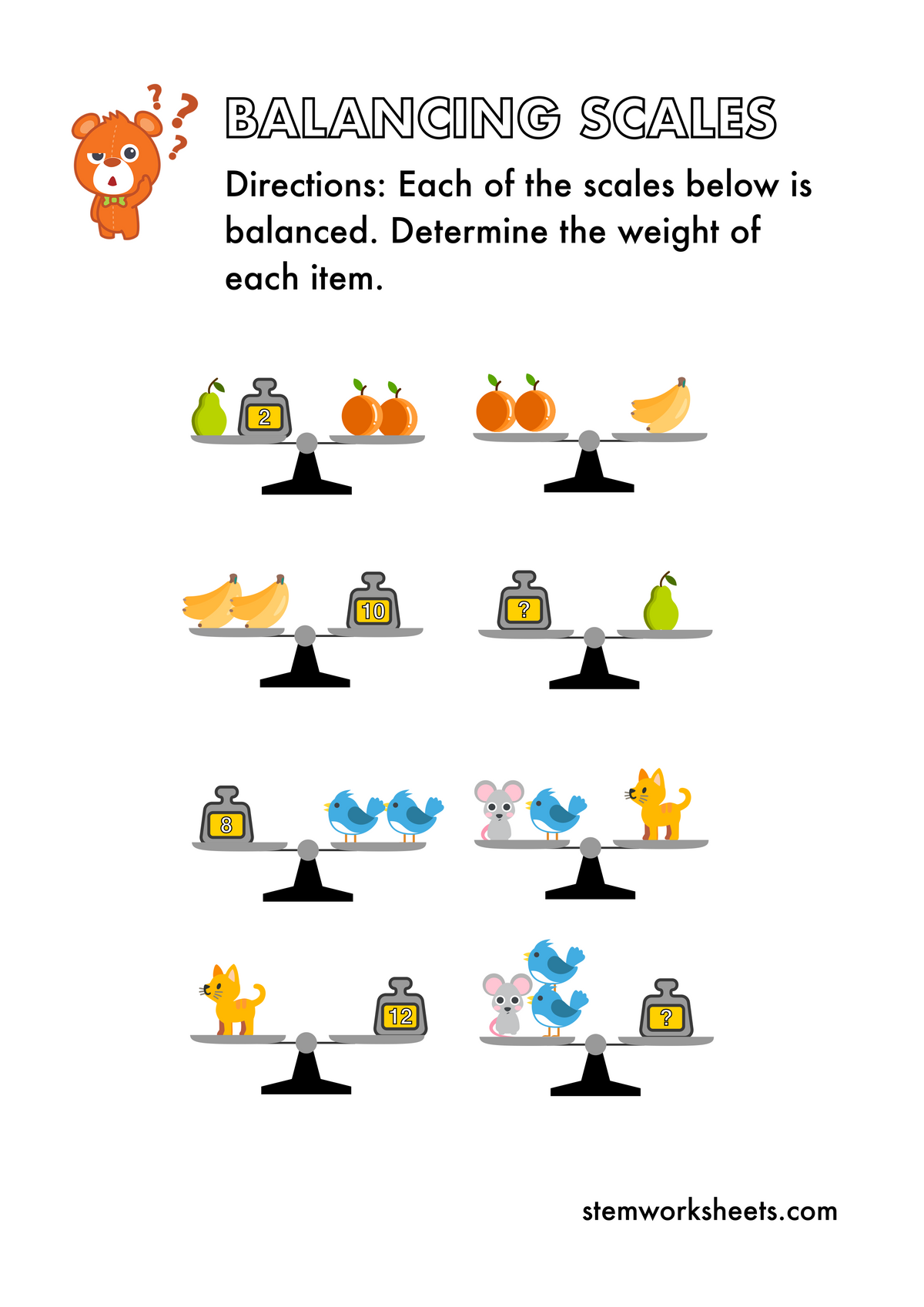 Balancer For Scale FREE Balancing Scales Pack – STEMWorksheets